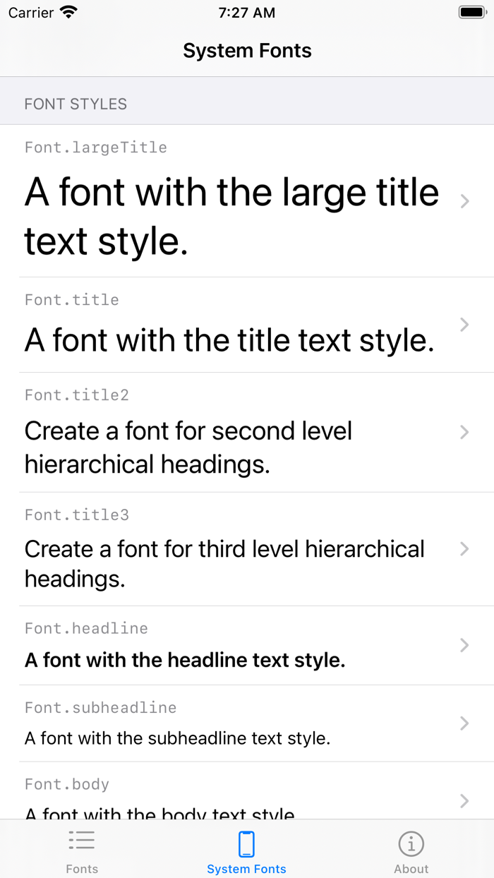 Fonts Browser