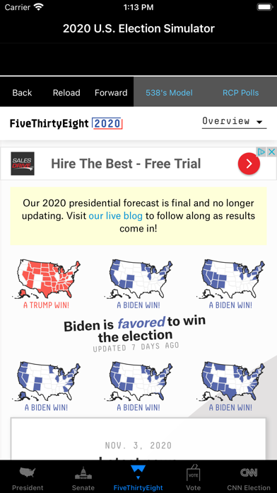 2020 US Election Simulator Screenshot