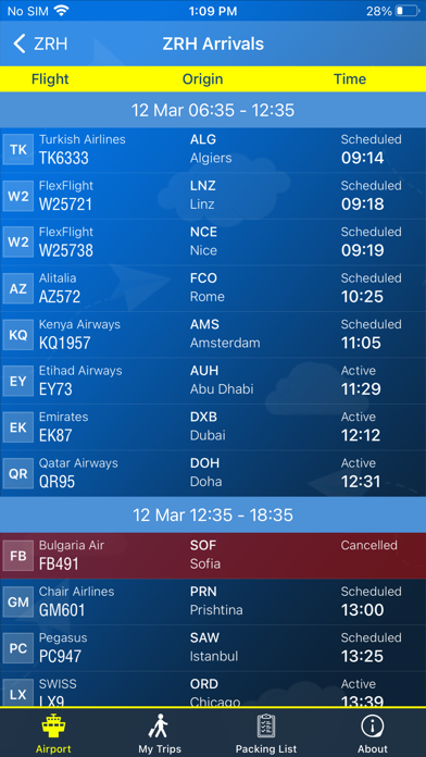 Zurich Airport (ZRH) + radar Screenshot