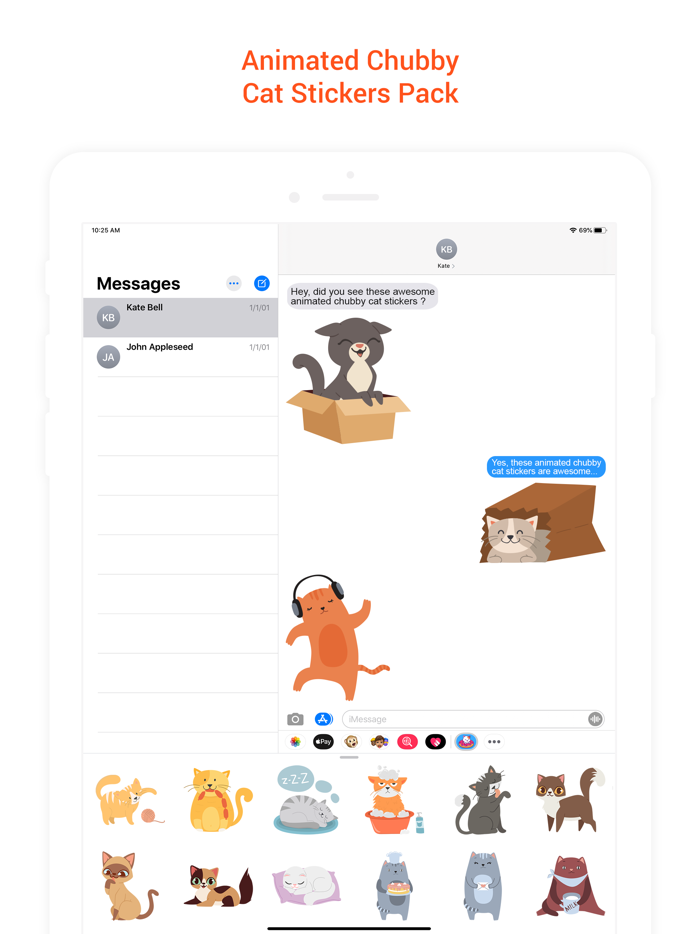 Animated Chubby Cat Stickers