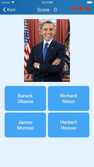 Presidents of the USA - quiz Screenshot