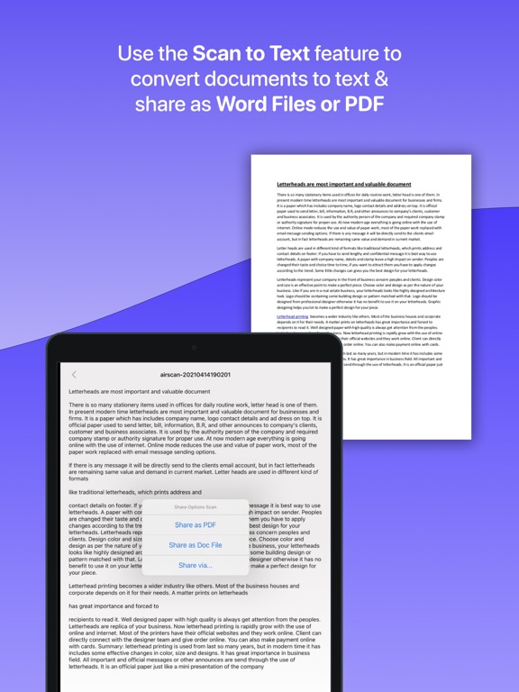 Air Scan Document Scanner OCR iPad screenshot 5 - Productivity app