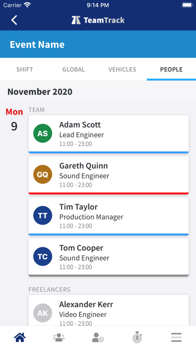 TeamTrack Screenshot
