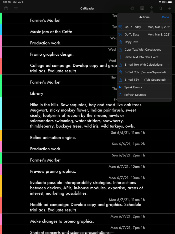 CalReader - Calender logs