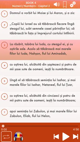 Captura de pantalla de Cornilescu Biblia Română Audio en iPhone 3