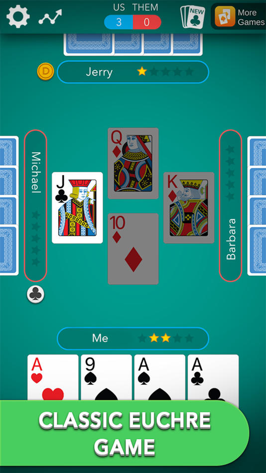 #1. Euchre Classic Card Game (iOS) Av: Fiogonia Games