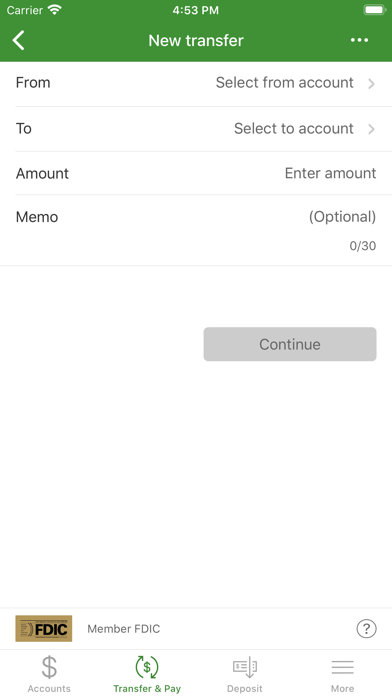 First National Bank and Trust Screenshot