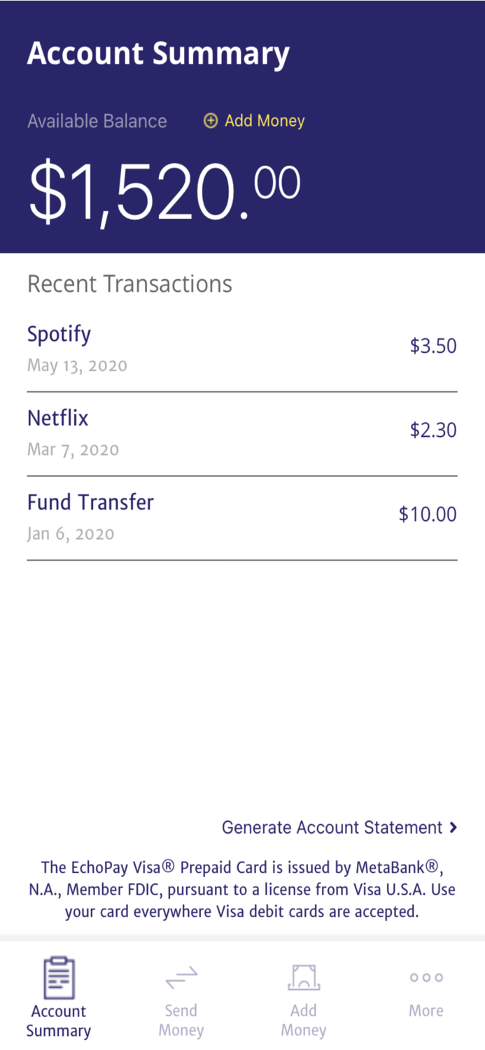 EchoPay Visa Prepaid