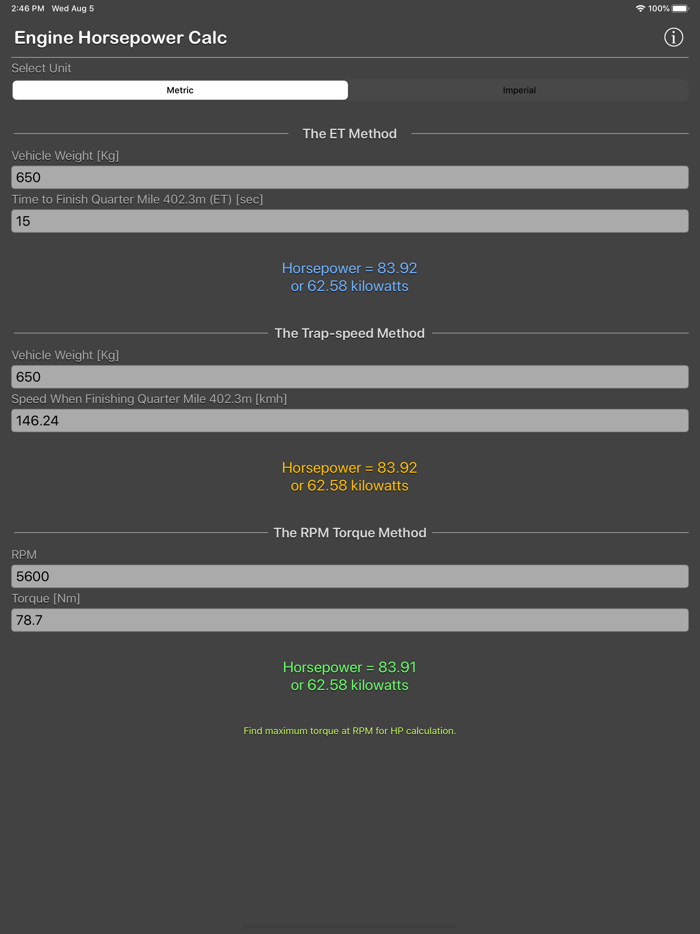 Engine Horsepower Calculator