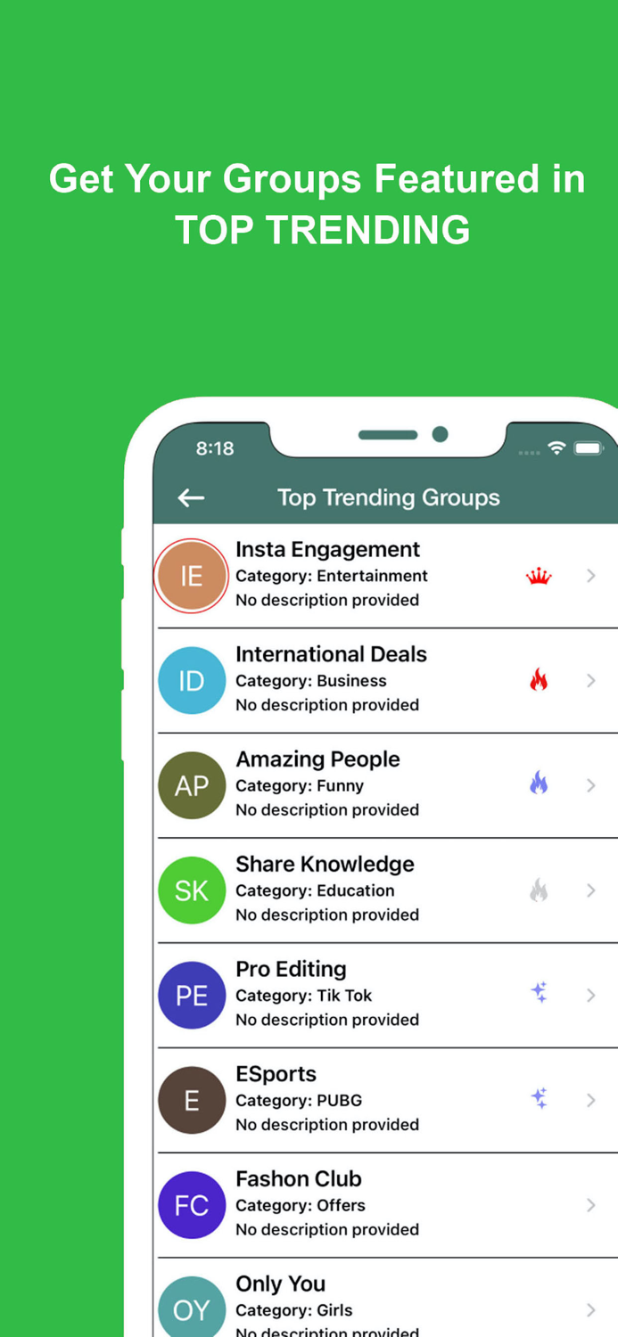 Active groups for WhatsApp