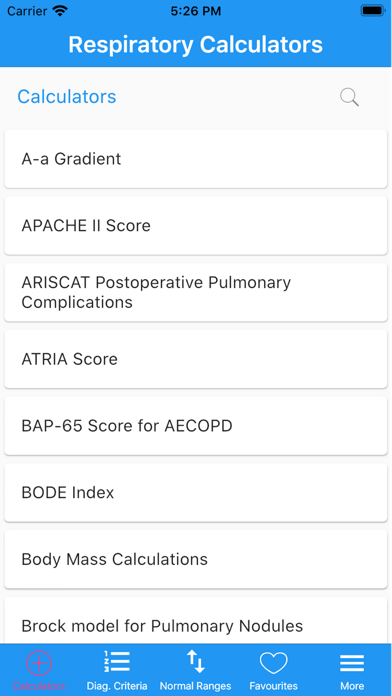 Respiratory Calculators Screenshot