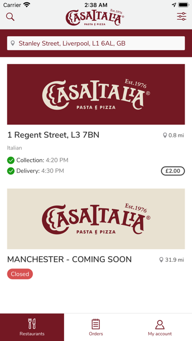 Casa Italia Delivery Screenshot