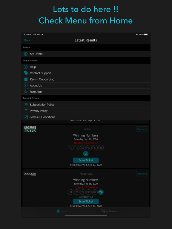 Florida Lottery Scan & Results iPad screenshot