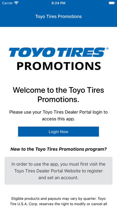 Toyo Tires Promotions Screenshot