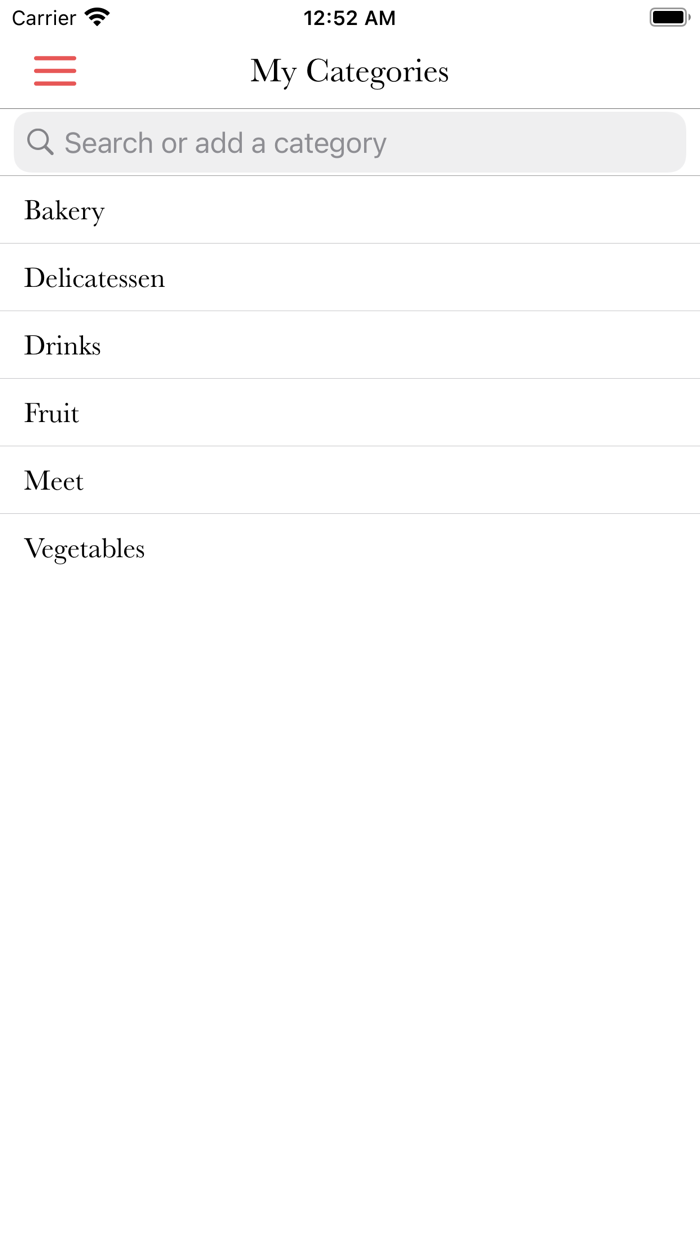 My Shopping List Grocery list