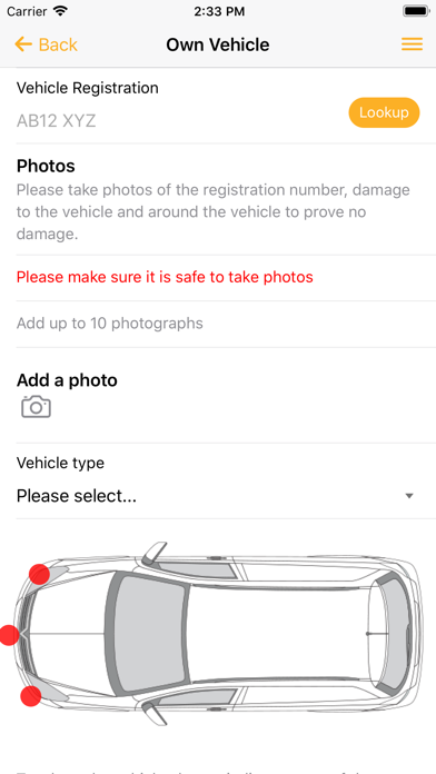 JCB Insurance Claims App Screenshot