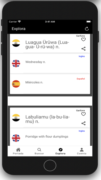 Garifuna Dictionary Screenshot