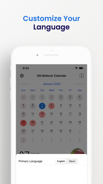 Old Believer Orthodox Calendar Screenshot