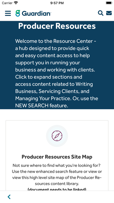GUARDIAN® Producer Access Screenshot