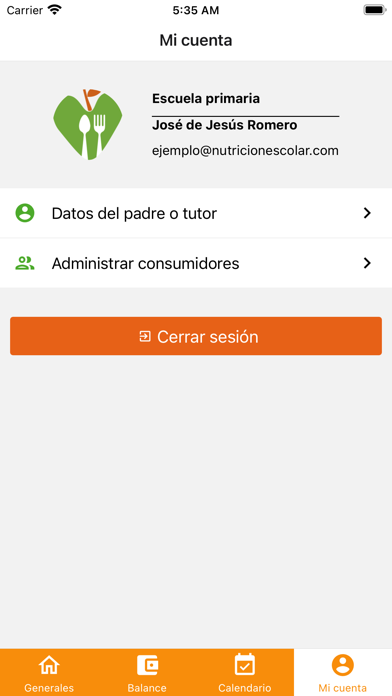 Nutrición Escolar Screenshot