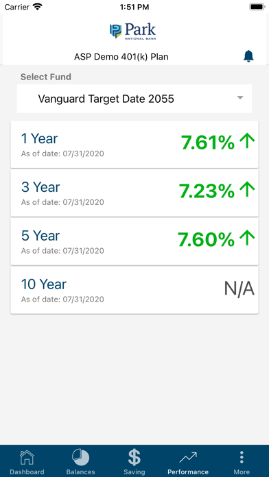 Park National Retirement Plan Screenshot