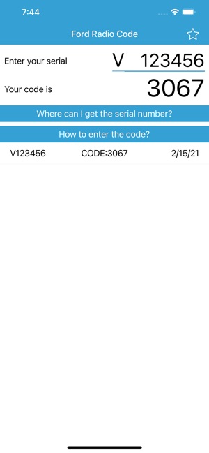 Radio Code for Ford V Serial on the App Store