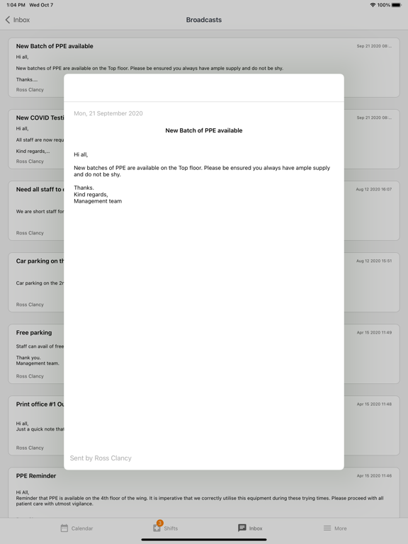 CliniShift for Staff iPad screenshot 8 - Medical app