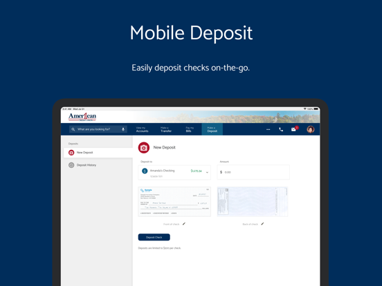 American 1 Online Banking iPad screenshot 3 - Finance app