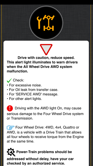 Land Rover Warning Lights Info Screenshot