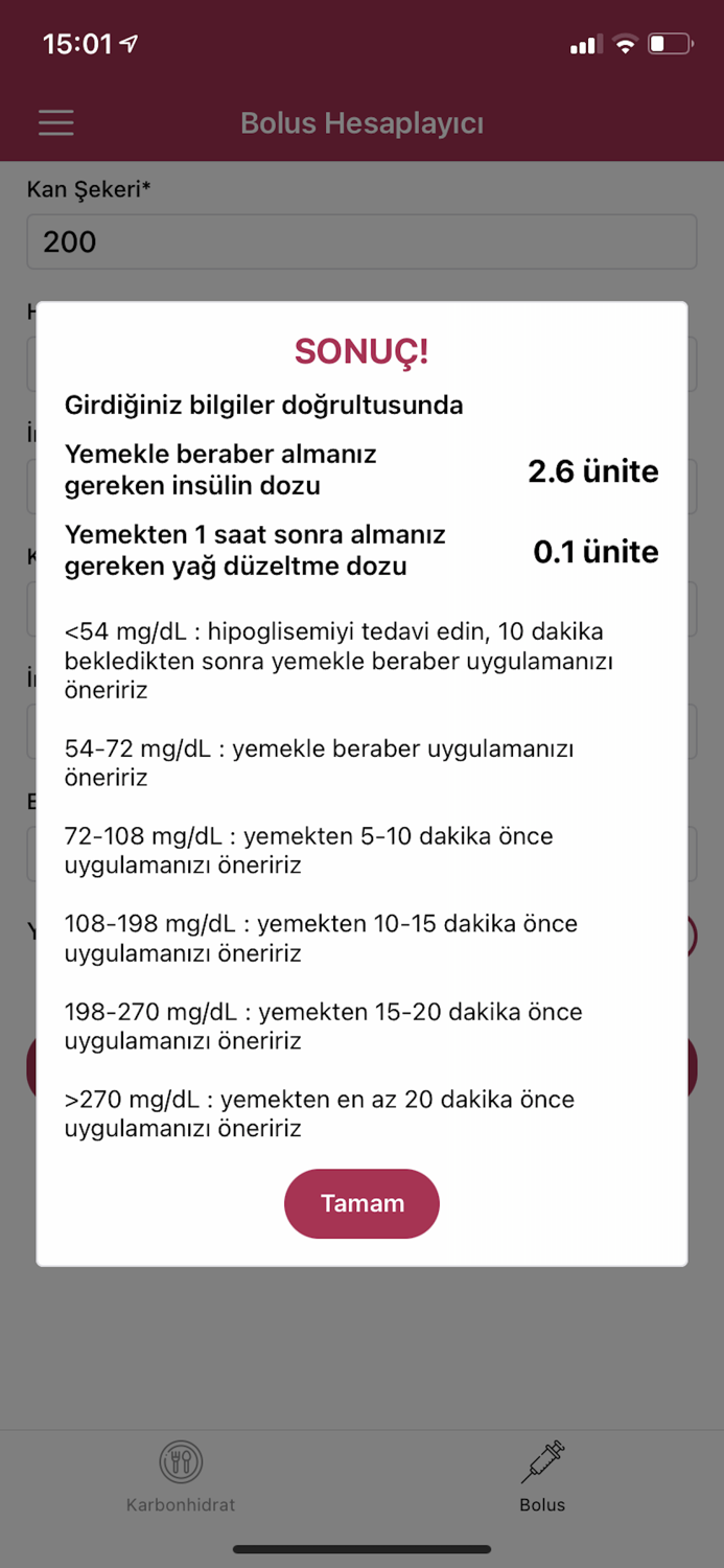 Karbonhidrat-Bolus Hesaplayıcı