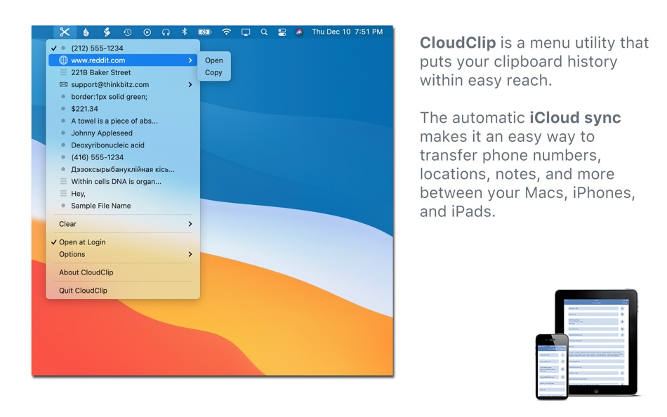 #1. CloudClip Manager (macOS) By: Thinkbitz Software Studio
