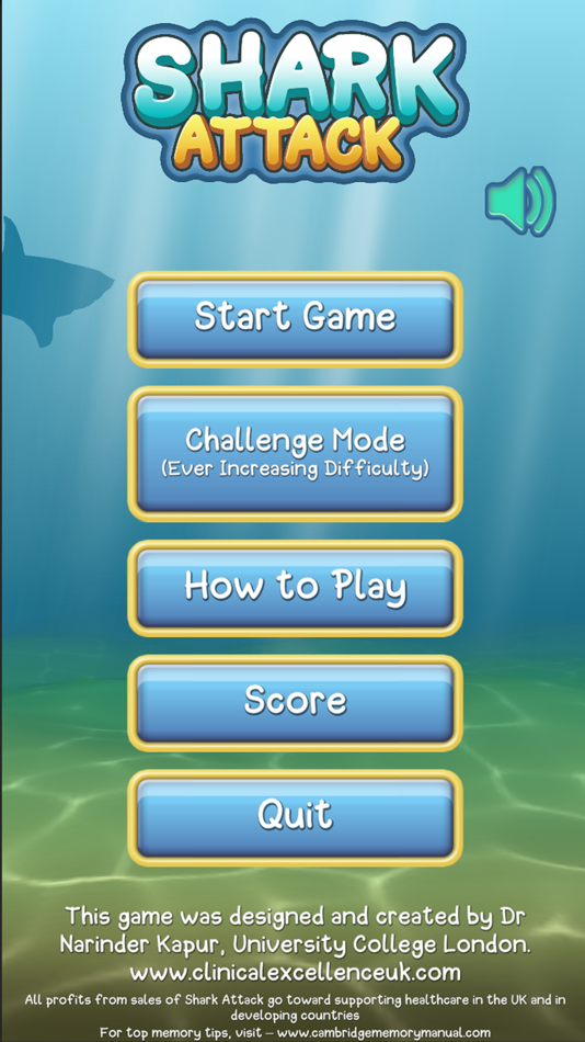 #1. Shark Attack Memory Game (iOS) By: Narinder Kapur