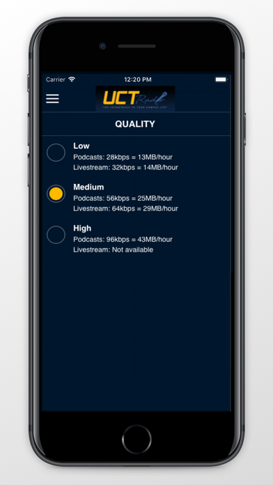 UCT Radio Screenshot