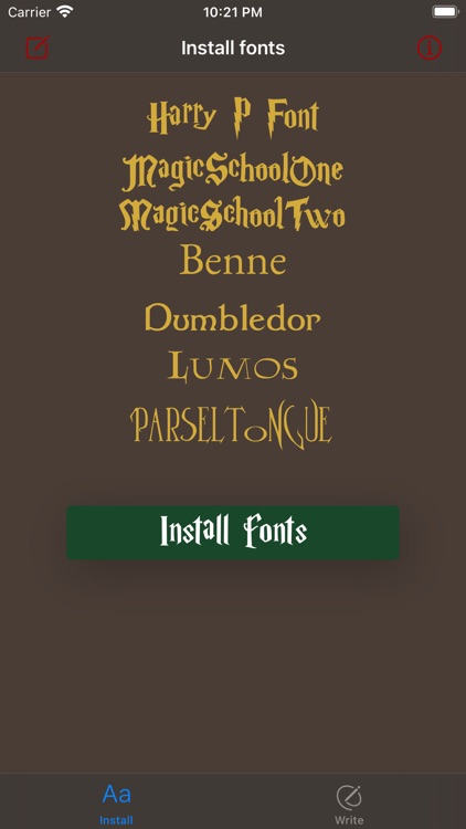 Harry Potter fan club fonts