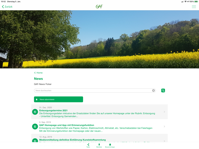 GAF Recyclingkalender