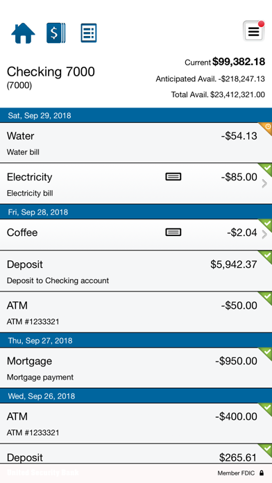 United Security Bank eBiz Screenshot