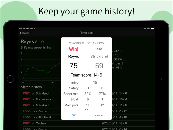 Pool Scoreboard for 9BALL iPad screenshot 5 - Sports app