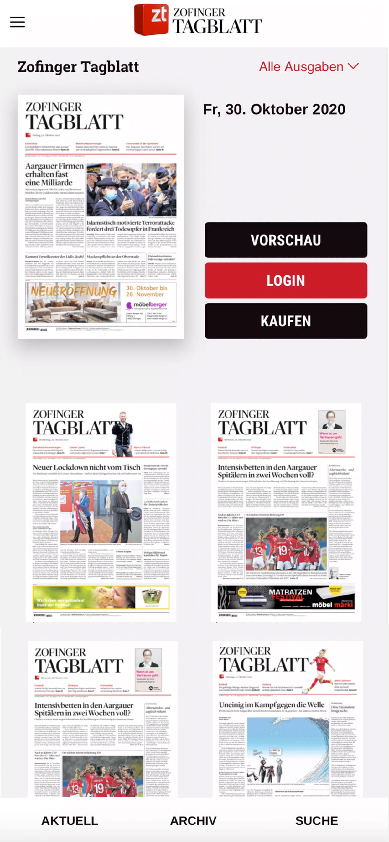 Zofinger Tagblatt - E-Paper