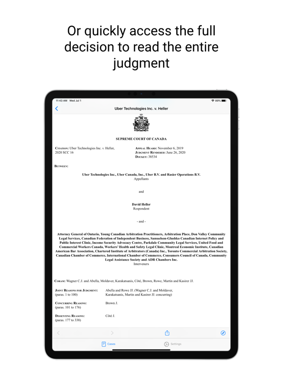 Supreme Court of Canada Cases iPad screenshot 5 - Reference app
