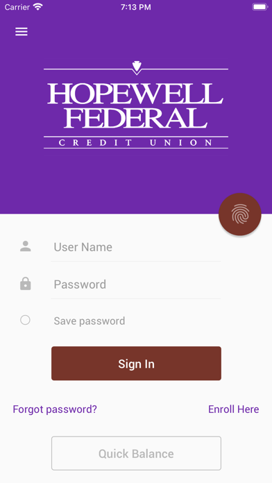 Hopewell FCU Mobile Banking Screenshot