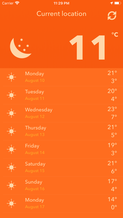 Local Weather Forecast Screenshot