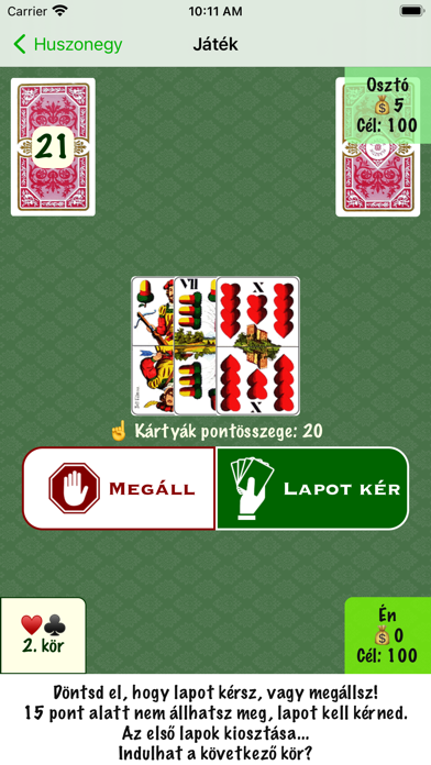 Huszonegy (magyar kártyával) Screenshot