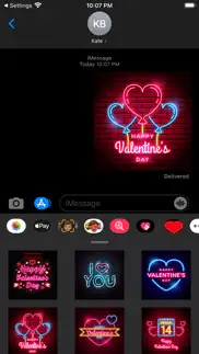 valentines day neon stickers iphone screenshot 1