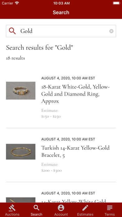 Weschler's Live Bidding Screenshot