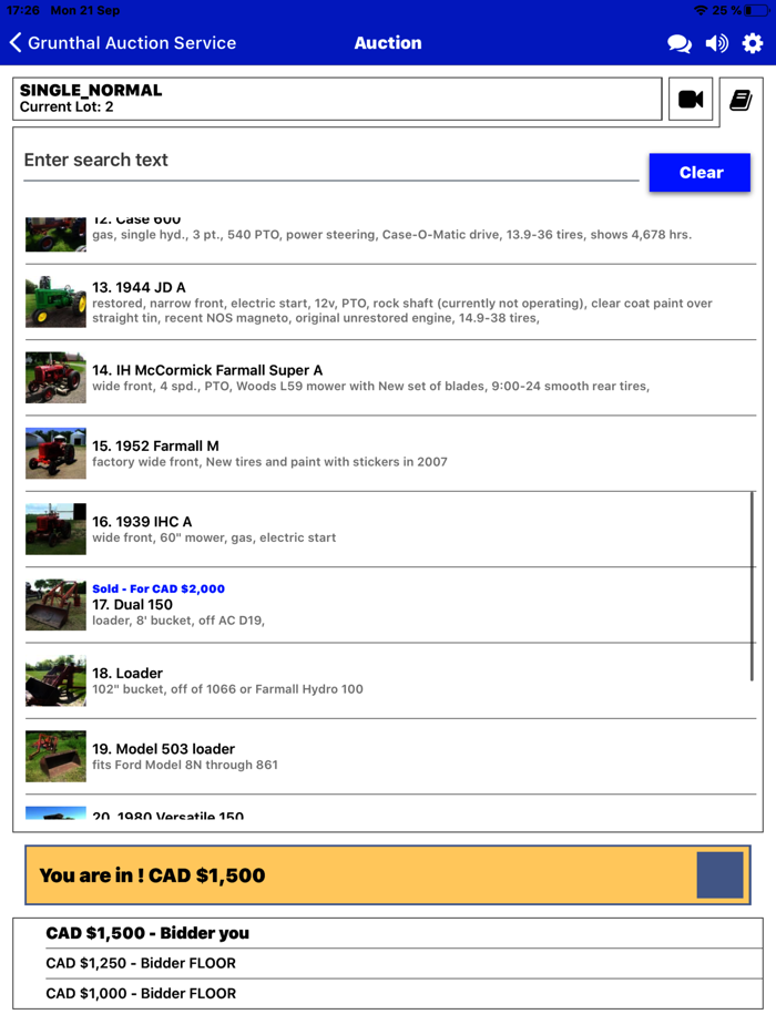 Grunthal Auction Live