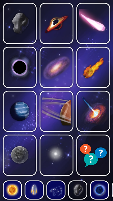 Space. Cards for children. Screenshot