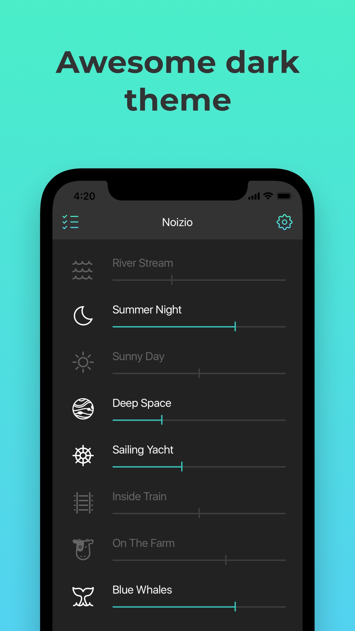 Screenshot do app Noizio — focus, relax, sleep