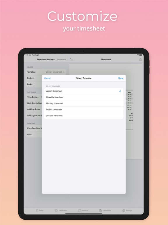 Time Tracker: Manage your time iPad screenshot 4 - Business app