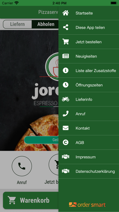 Pizzaservice Jordani Screenshot