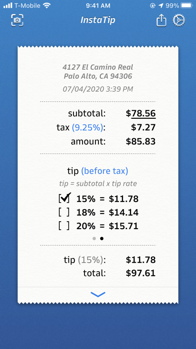 Screenshot #1 pour InstaTip: Smart Tip Calculator